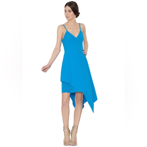 ALICE + OLIVIA  Beth Asymmetrical Dress in Jewel Blue Size - Picture 1 of 12